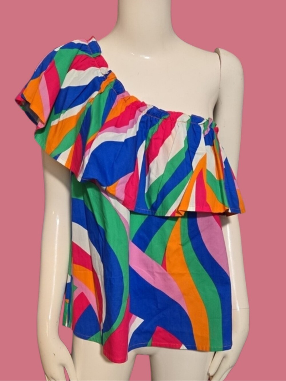 Jealous Tomato Multicolor One-Shoulder Ruffle Top